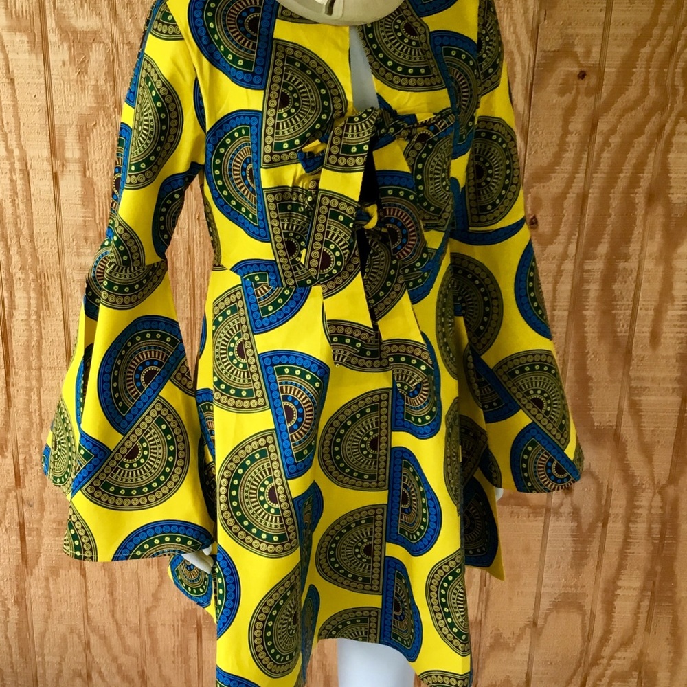 African Print Ruffled Detailed Fashion Dress/ Top - Picture 5 of 5